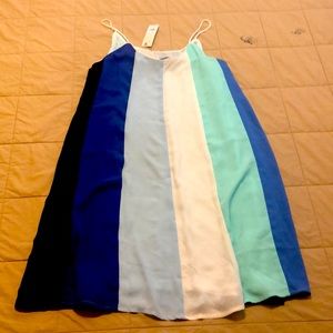 Medium size, Jun & Ivy blue vertstripe spaghetti strap dress.